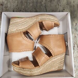 Corso Como Tan Leather Espadrille Wedges